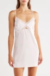 Abound Lace Trim Satin Chemise In White