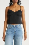 Abound Lace Trim Satin Crop Camisole In Black Night