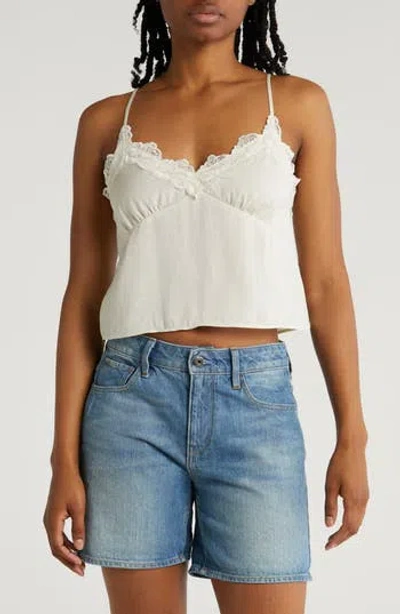 Abound Lace Trim Satin Crop Camisole In Ivory Dove