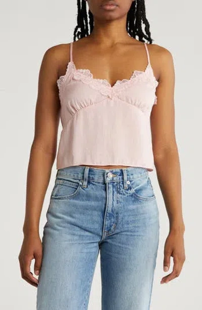 Abound Lace Trim Satin Crop Camisole In Pink Sky