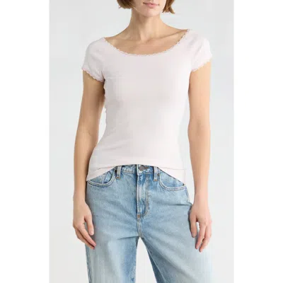 Abound Lace Trim T-shirt In White