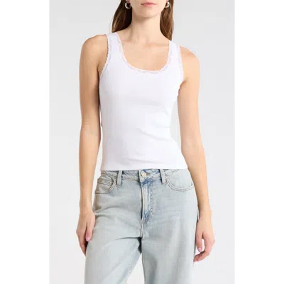 Abound Lace Trim Tank Top In White