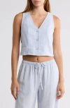 Abound Linen Button Front Vest In Blue