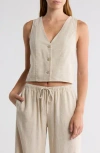 Abound Linen Button Front Vest In Brown