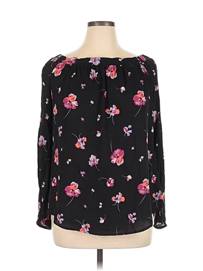 Pre-owned Abound Long Sleeve Blouse In Black