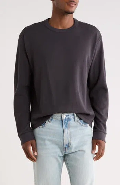 Abound Long Sleeve Boxy Waffle Knit T-shirt In Black Faded