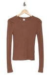 Abound Long Sleeve Rib Knit T-shirt In Brown Topaz