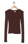 Abound Long Sleeve Rib Knit T-shirt In Brown Coffee