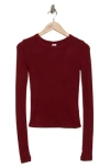 Abound Long Sleeve Rib Knit T-shirt In Red Grape
