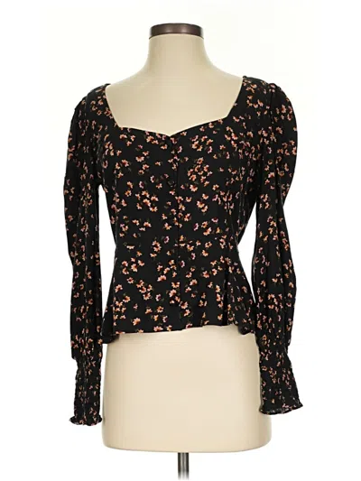 Pre-owned Abound Long Sleeve Top Black Sweetheart Neckline Tops