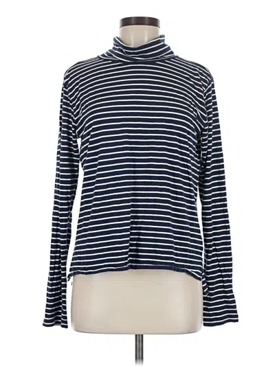 Pre-owned Abound Long Sleeve Top Blue Stripes Pattern Turtleneck Tops