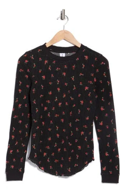 Abound Long Sleeve Waffle Knit Top In Black