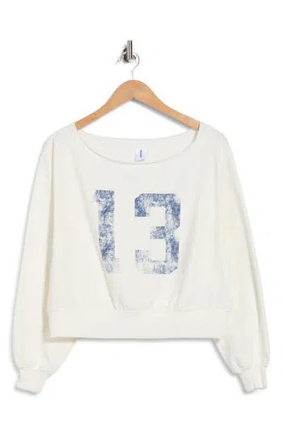 Abound Loved Fleece Off The Shoulder Sweatshirt In White