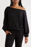 Abound Loved Off-the-shoulder Fleece Sweatshirt In Black