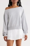 Abound Loved Off-the-shoulder Fleece Sweatshirt In Gray
