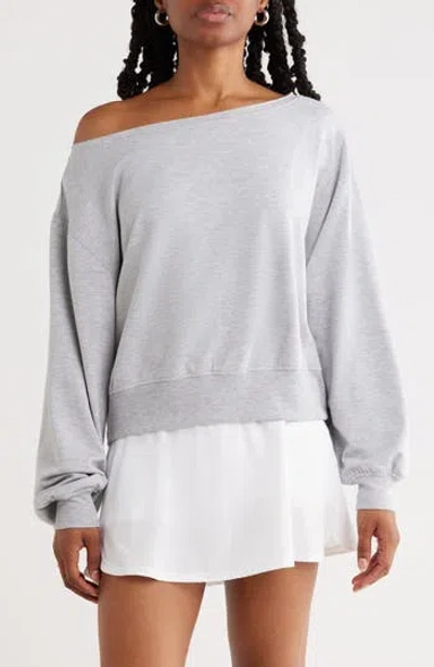 Abound Loved Off-the-shoulder Fleece Sweatshirt In Gray