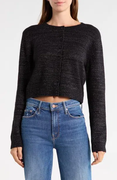 Abound Metallic Crewneck Cardigan In Black