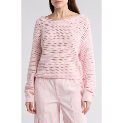 Abound Open Stitch Cotton Sweater In Pink Balm