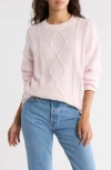 Abound Oversize Cable Stitch Sweater In Pink