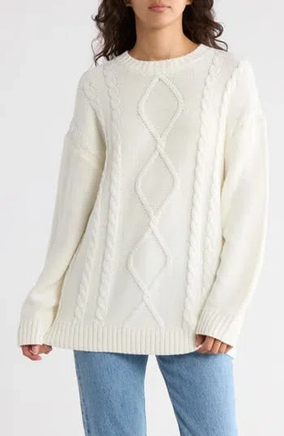 Abound Oversize Cable Stitch Sweater In White