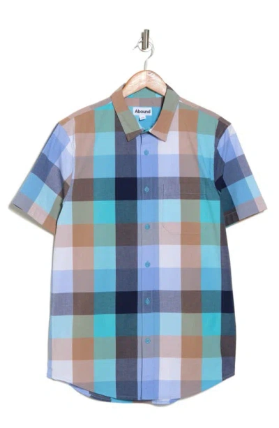 Abound Plaid Poplin Short Sleeve Button-up Shirt In Blue-multi Madras