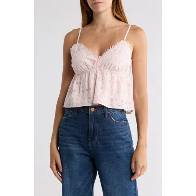 Abound Pretty Eyelet Peplum Cami In Pink Balm
