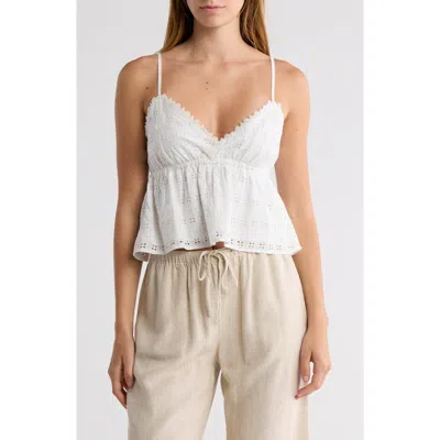 Abound Pretty Eyelet Peplum Cami In White Blanc