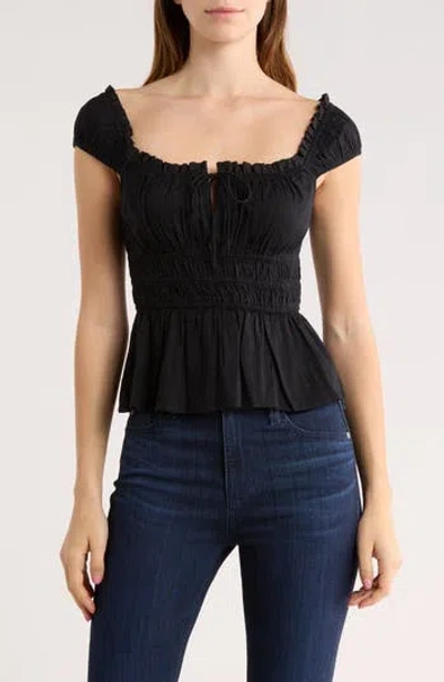 Abound Pretty Peplum Top In Black