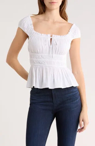 Abound Pretty Peplum Top In White