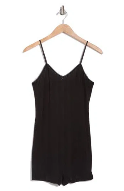 Abound Pretty Pointelle Pajama Romper In Black