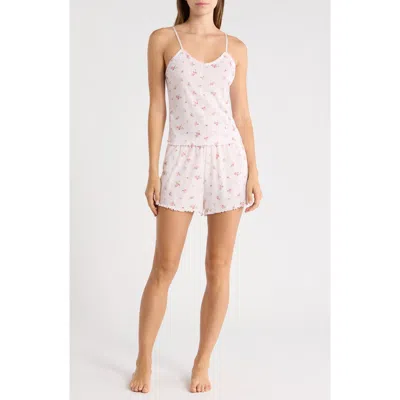 Abound Pretty Pointelle Shortie Pajamas In Pink- Purple Summer Posey
