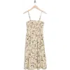 Abound Print Smocked Cami Midi Dress In Beige Floral Frill
