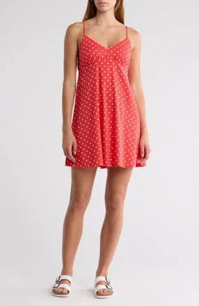 Abound Printed Minidress In Red- White Even Dot