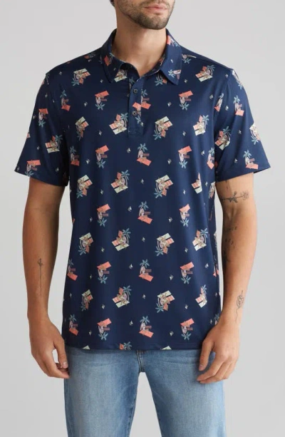 Abound Printed Polo In Navy Beach