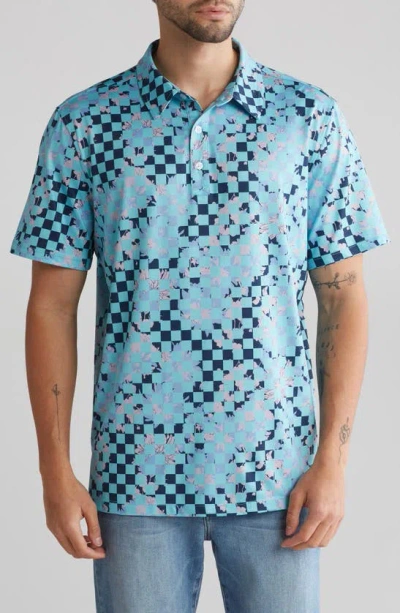 Abound Printed Polo In Navy Checker Floral