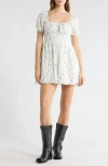 Abound Puff Sleeve Tie Front Minidress In White