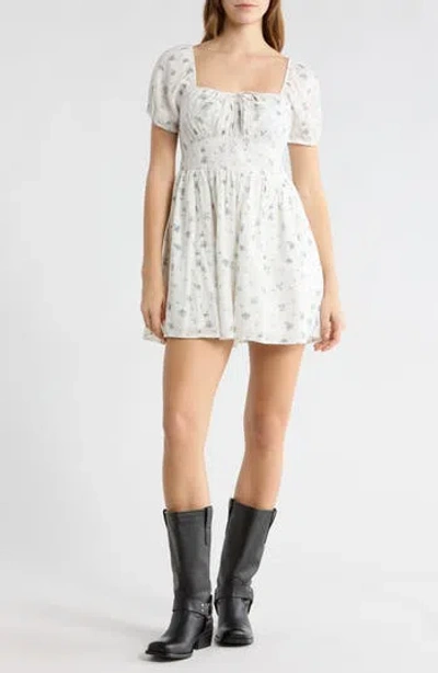 Abound Puff Sleeve Tie Front Minidress In White