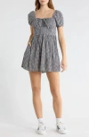 Abound Puff Sleeve Tie Front Minidress In Blue