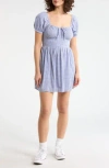 Abound Puff Sleeve Tie Front Minidress In Blue