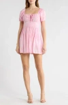 Abound Puff Sleeve Tie Front Minidress In Pink