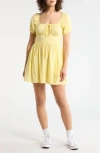 Abound Puff Sleeve Tie Front Minidress In Yellow