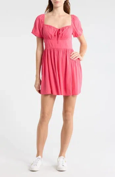 Abound Puff Sleeve Tie Front Minidress In Pink