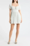 Abound Puff Sleeve Tie Front Minidress In White