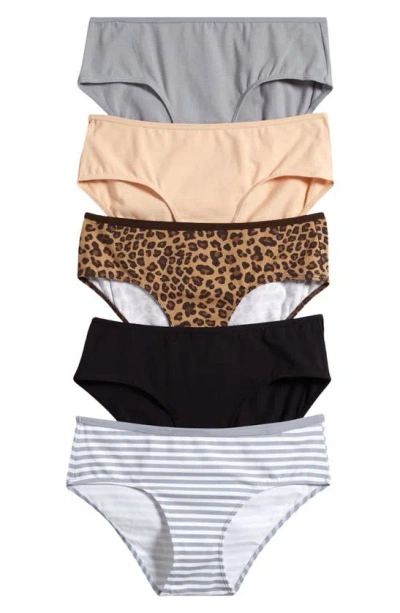 Abound Quinn Assorted 5-pack Hipster Panties In Tan Leopard Multi
