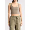 Abound Reversible Rib Crop Sweater Tank In Olive Trek