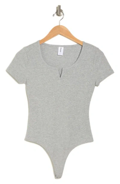 Abound Ribbed Short Sleeve Bodysuit In Grey Heather