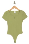 Abound Ribbed Short Sleeve Bodysuit In Olive Fir