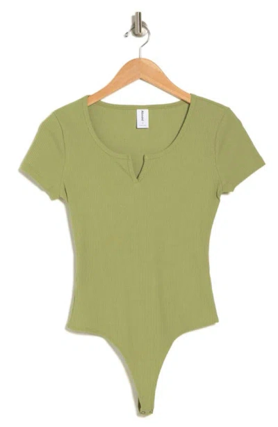 Abound Ribbed Short Sleeve Bodysuit In Green