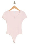 Abound Ribbed Short Sleeve Bodysuit In Pink Cake