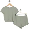 Abound Ribbed Shortie Pajamas In Green Halo
